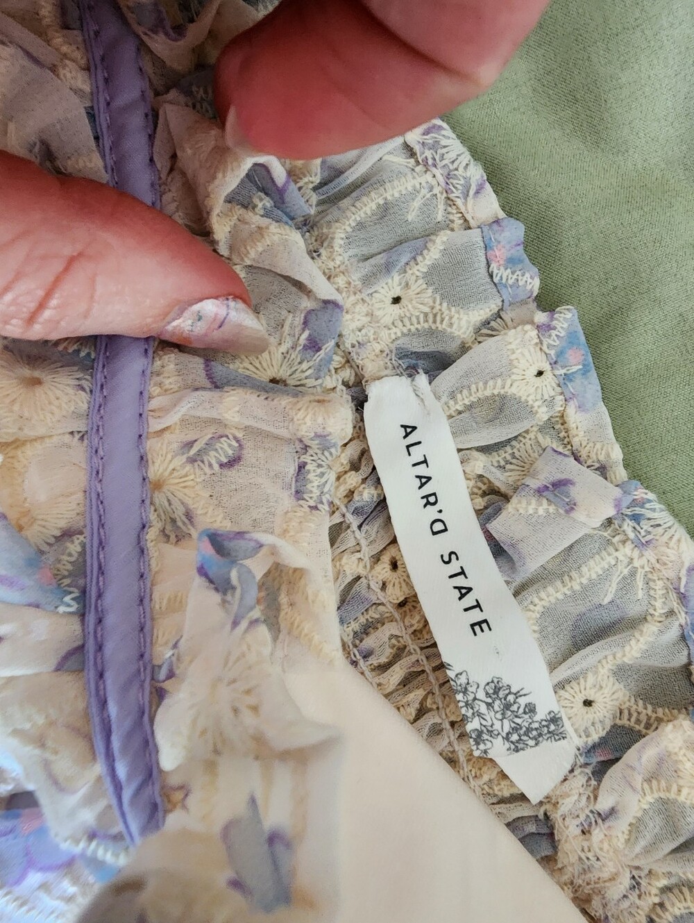 Altar'd State Lavender Floral Ruffled Tie-Strap Cami - Picture 4 of 12